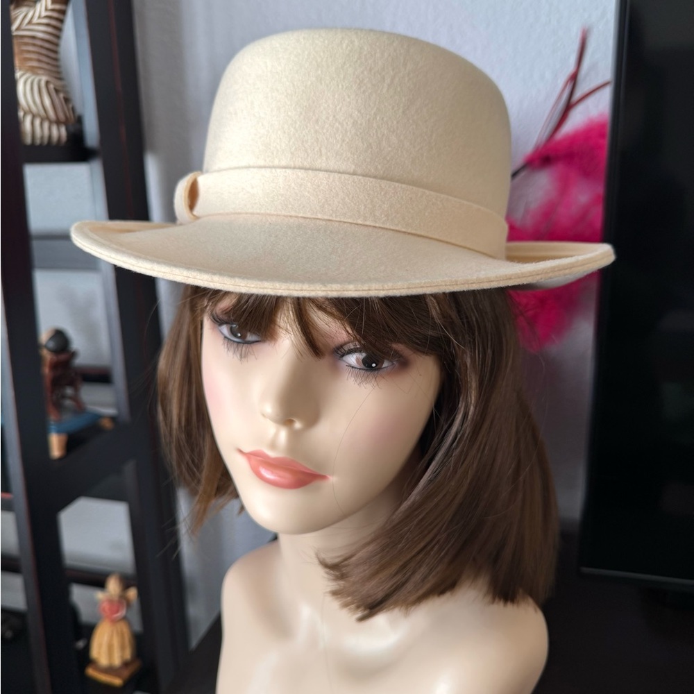 Saks 5th Avenue Cream Wool Fedora - Picture 4 of 11